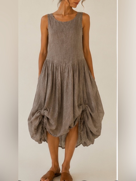 Nu-Look Dresses & Skirts - Nu-Look Sleeveless Taupe Adjustable Balloon Hem Midi Dress Size Lg